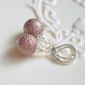 Dark Taupe Christmas Earrings in Silver - Hand Made in Canada